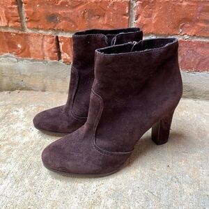 Sam Edelman Womens 8.5 Brown Suede Ankle Booties Boots
